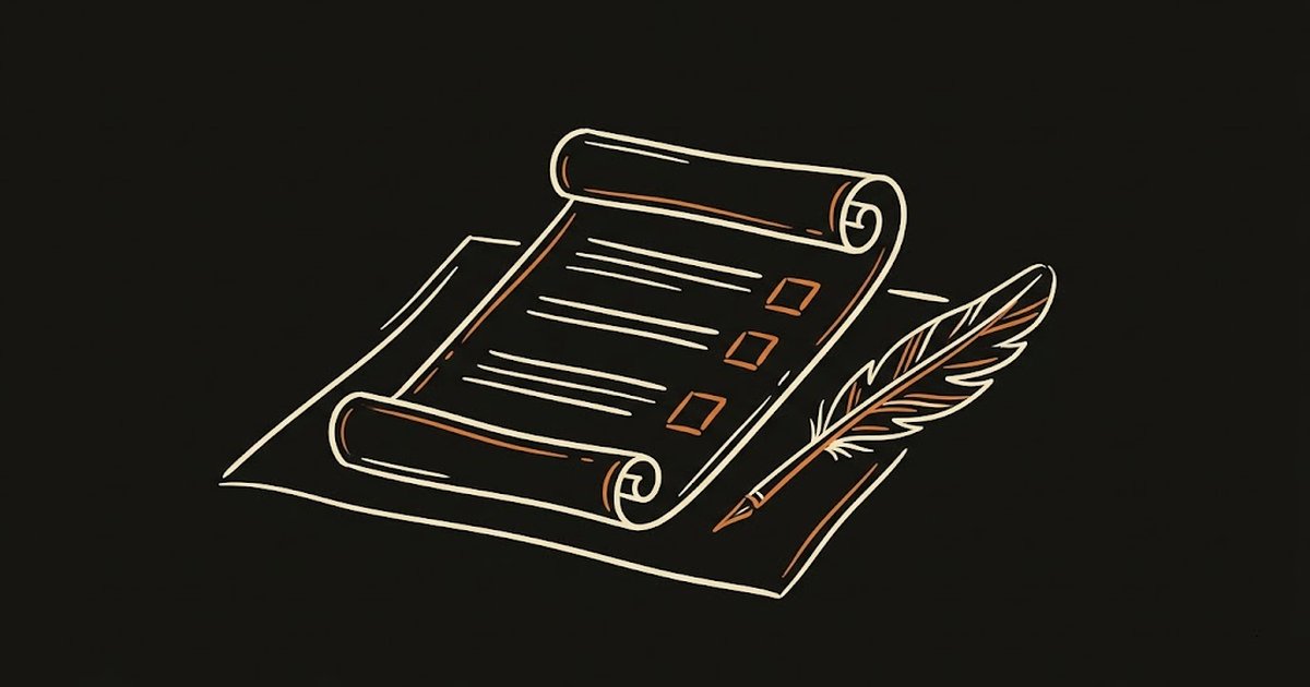 Illustration of a house rules document with a quill pen for sober living home
